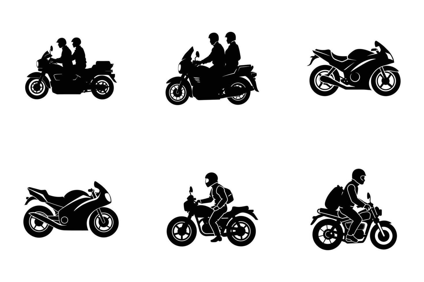 Simple motorcycle silhouettes set on white background vector