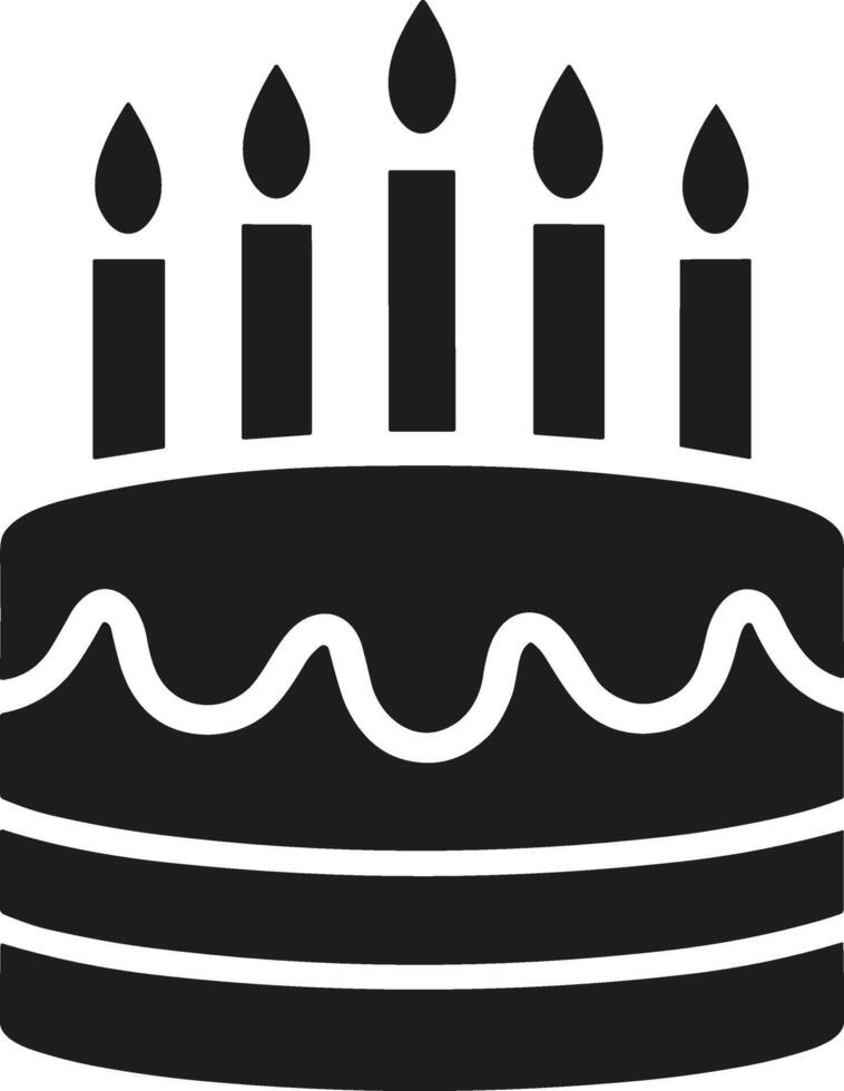 Simple Birthday Cake Silhouette with Five Candles vector