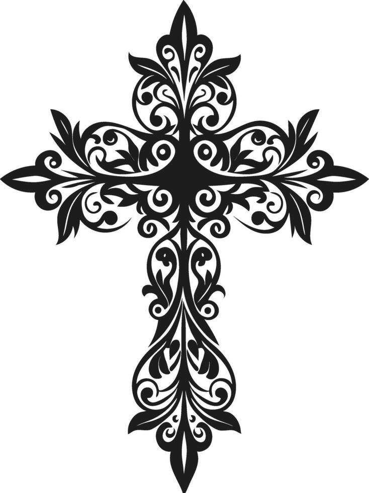 Ornate Cross Silhouette for Easter and Religious Designs vector