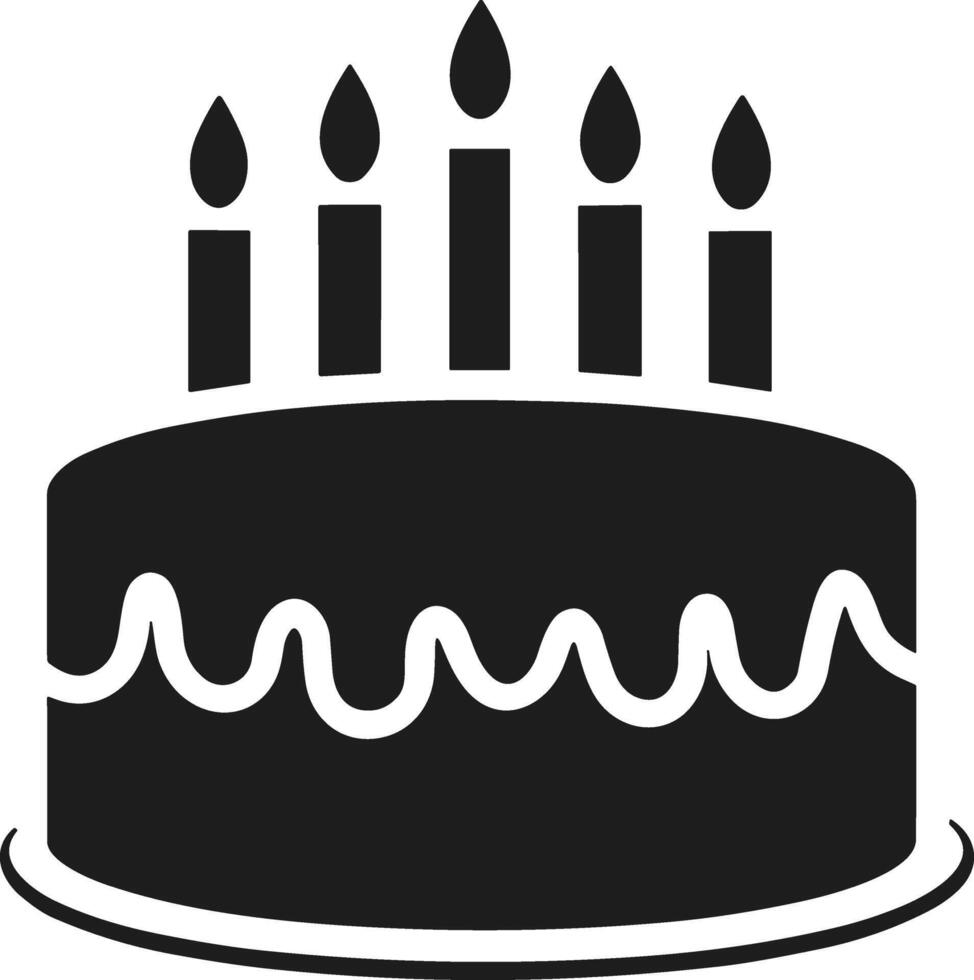 Minimalist Birthday Cake Silhouette with Five Candles vector