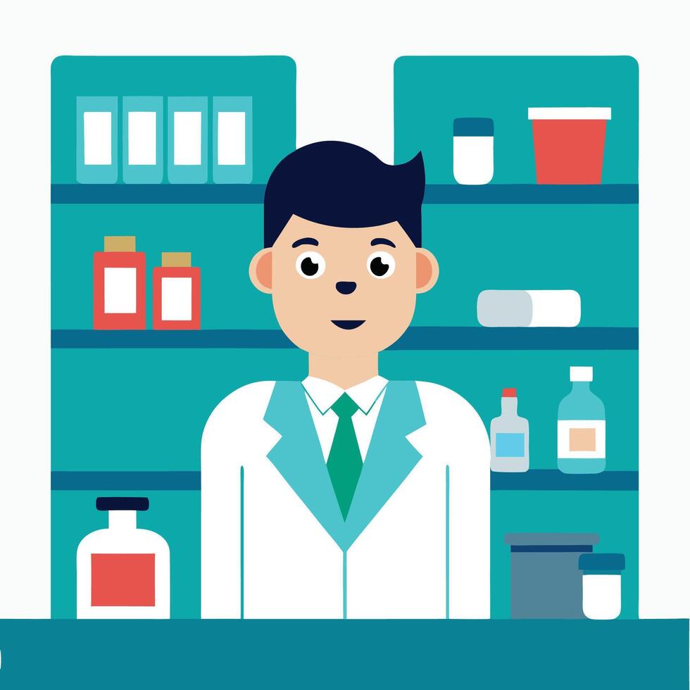 Waiting in Front of the Medicine Store vector