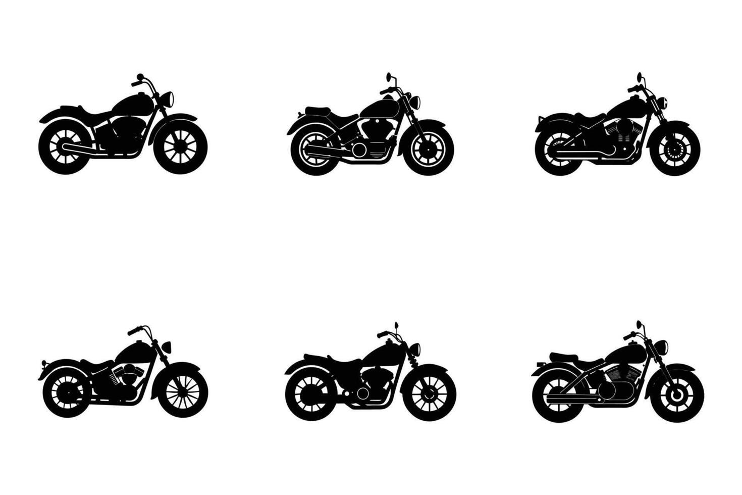 Classic cruiser motorcycle silhouette for transport and graphic use vector
