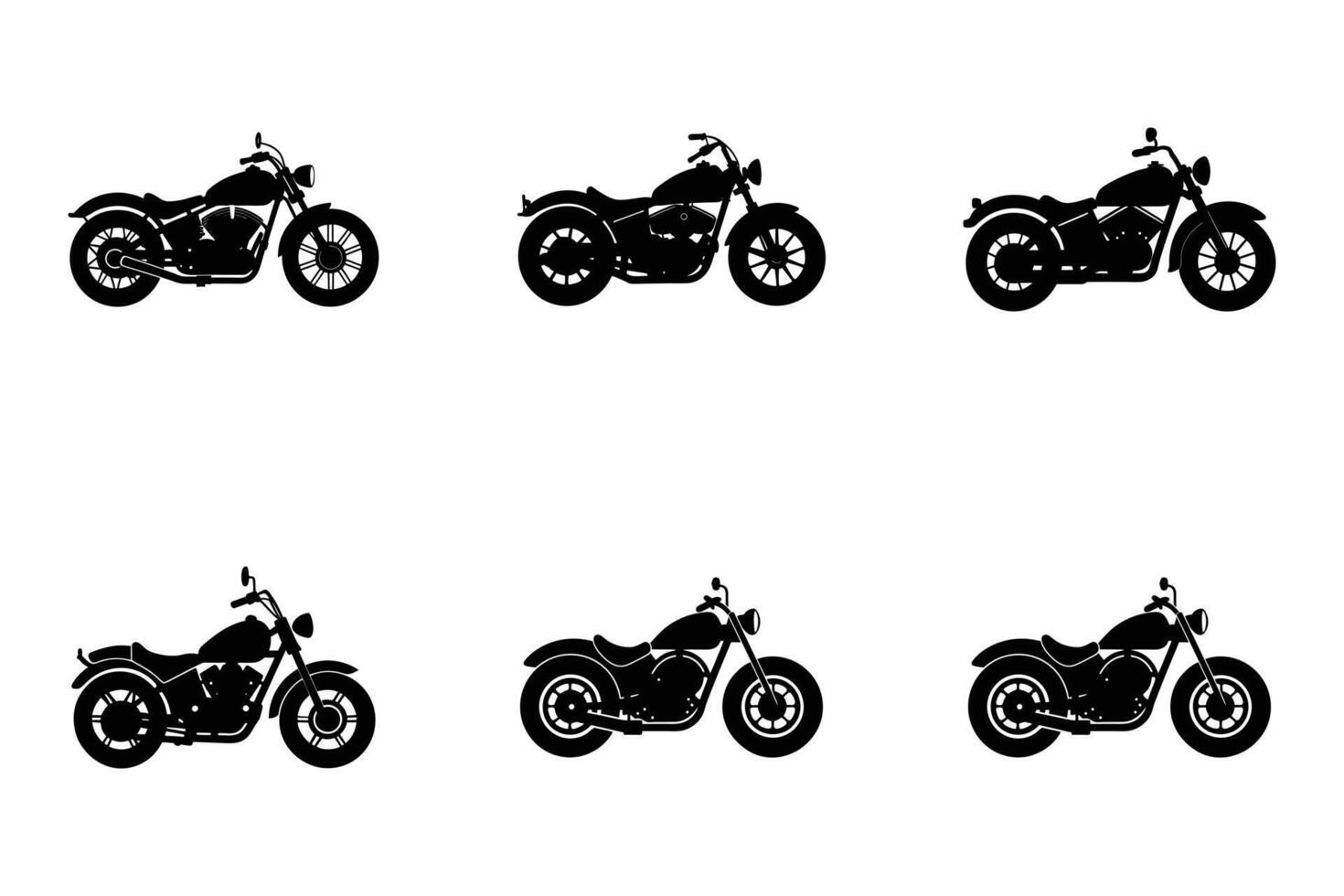 Classic cruiser motorcycle silhouette for graphic and transport projects vector
