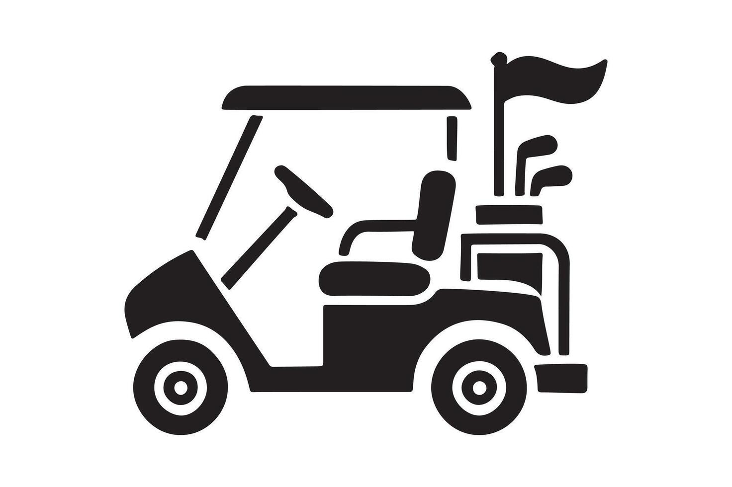 Golf Cart Icon Clean Black Silhouette vector