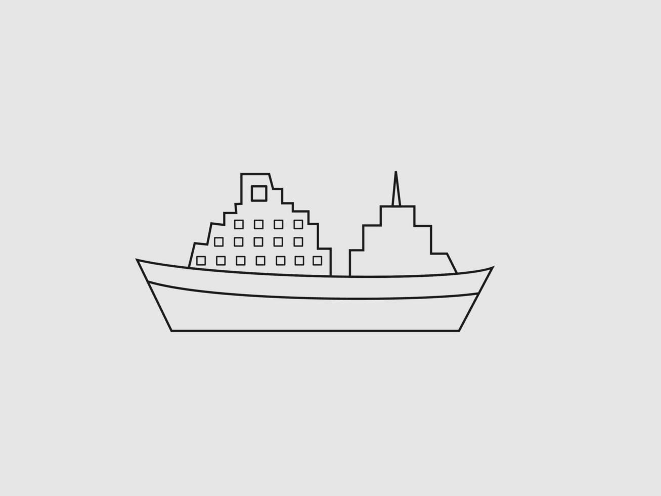 line art illustration of a sailing ship vector