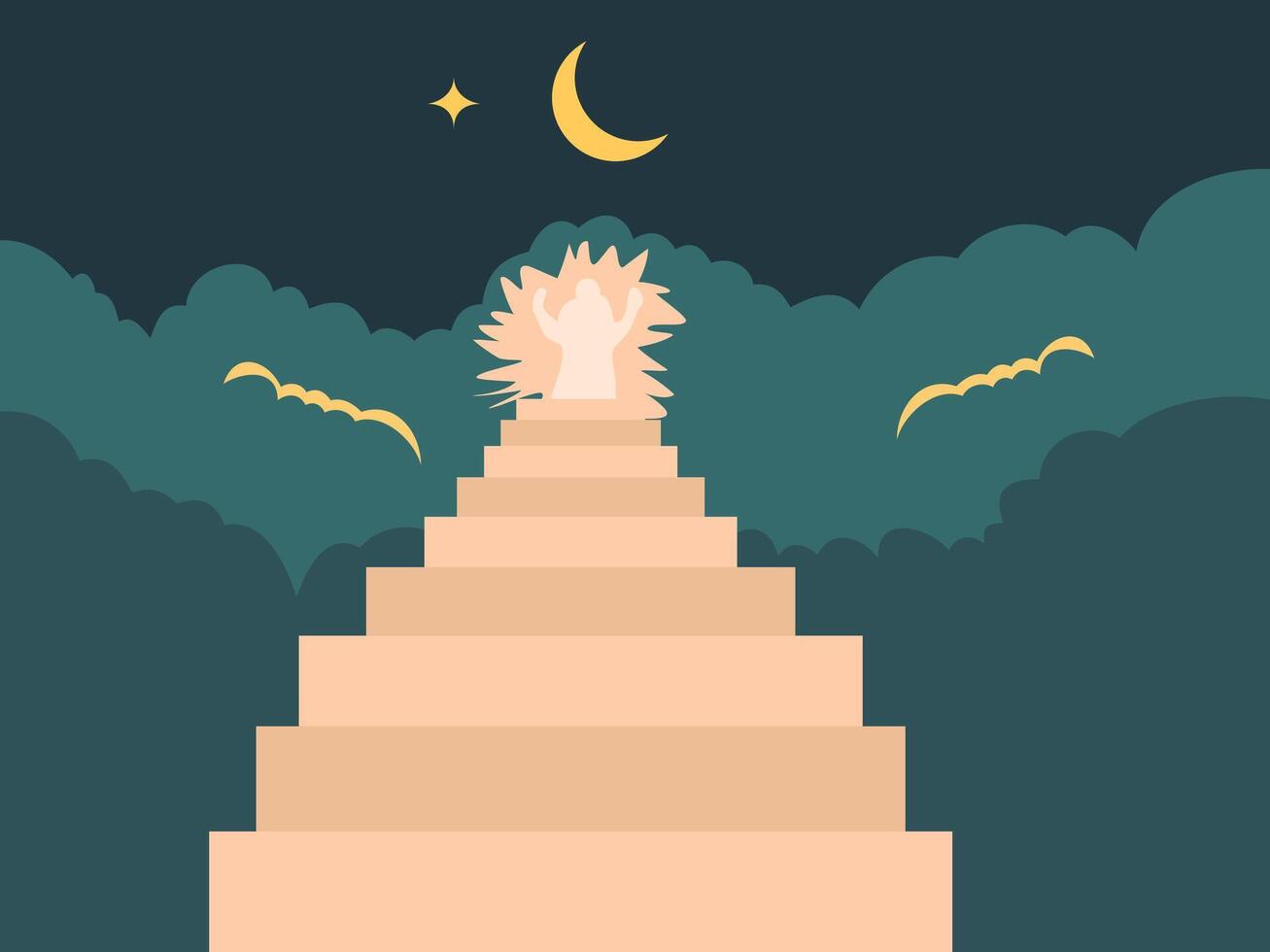 The image depicts a stairway to heaven vector