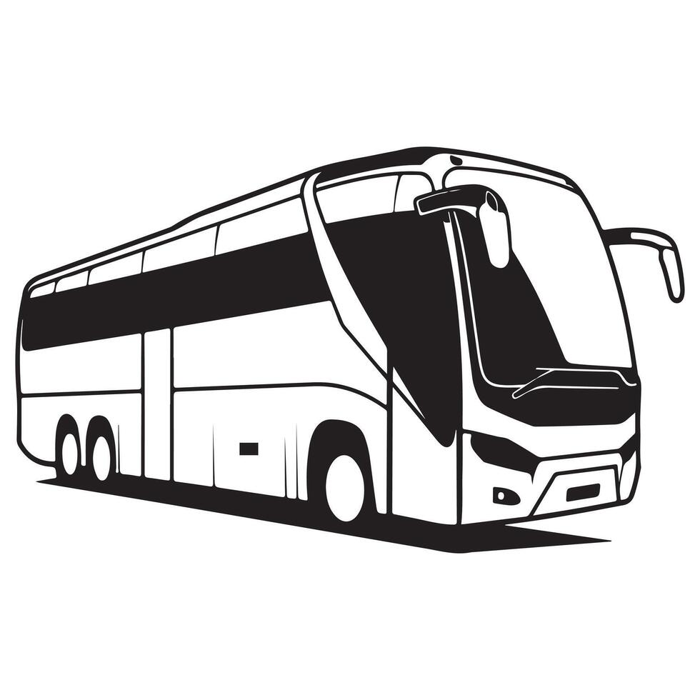 Black and White Bus Outline Simple Transportation Icon vector