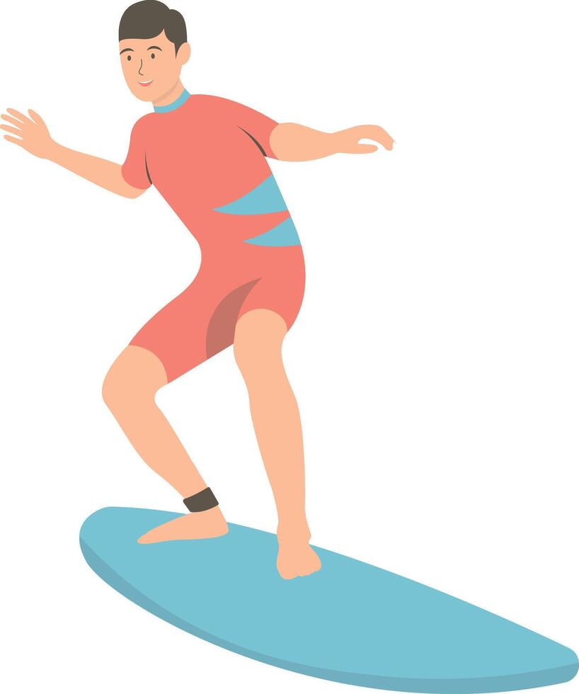 Surfing People Character in Flat Design. vector