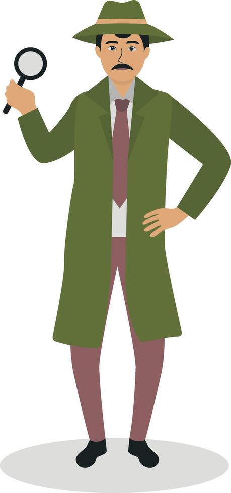Detective Character with Flat Cartoon Design vector