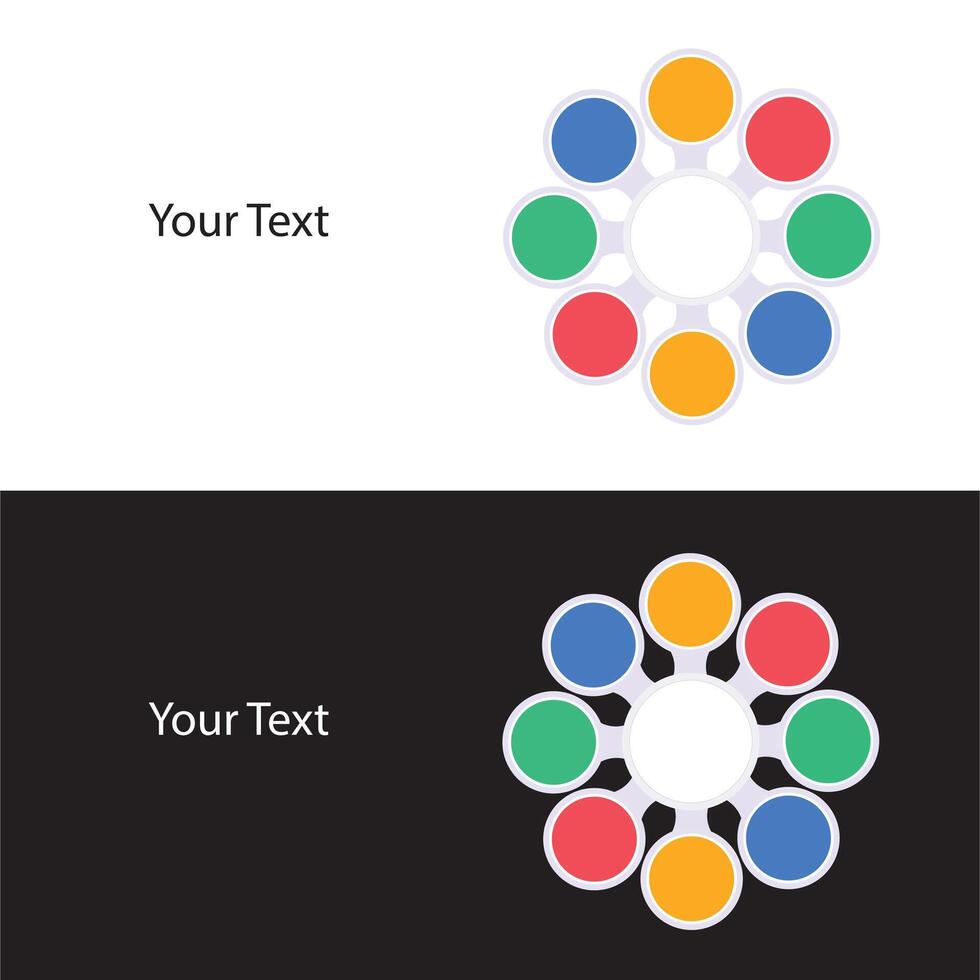 Editable Infographic Template with Circular Design Light and Dark Backgrounds vector