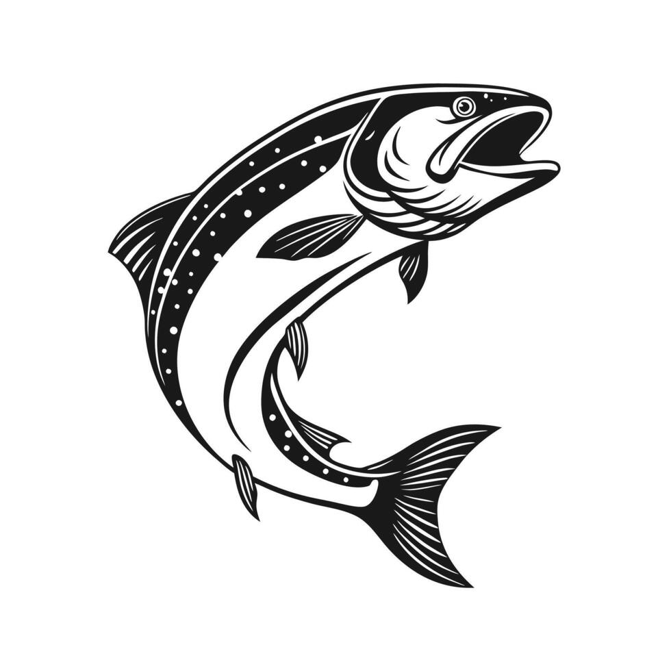 a salmon jumping out of the water vector