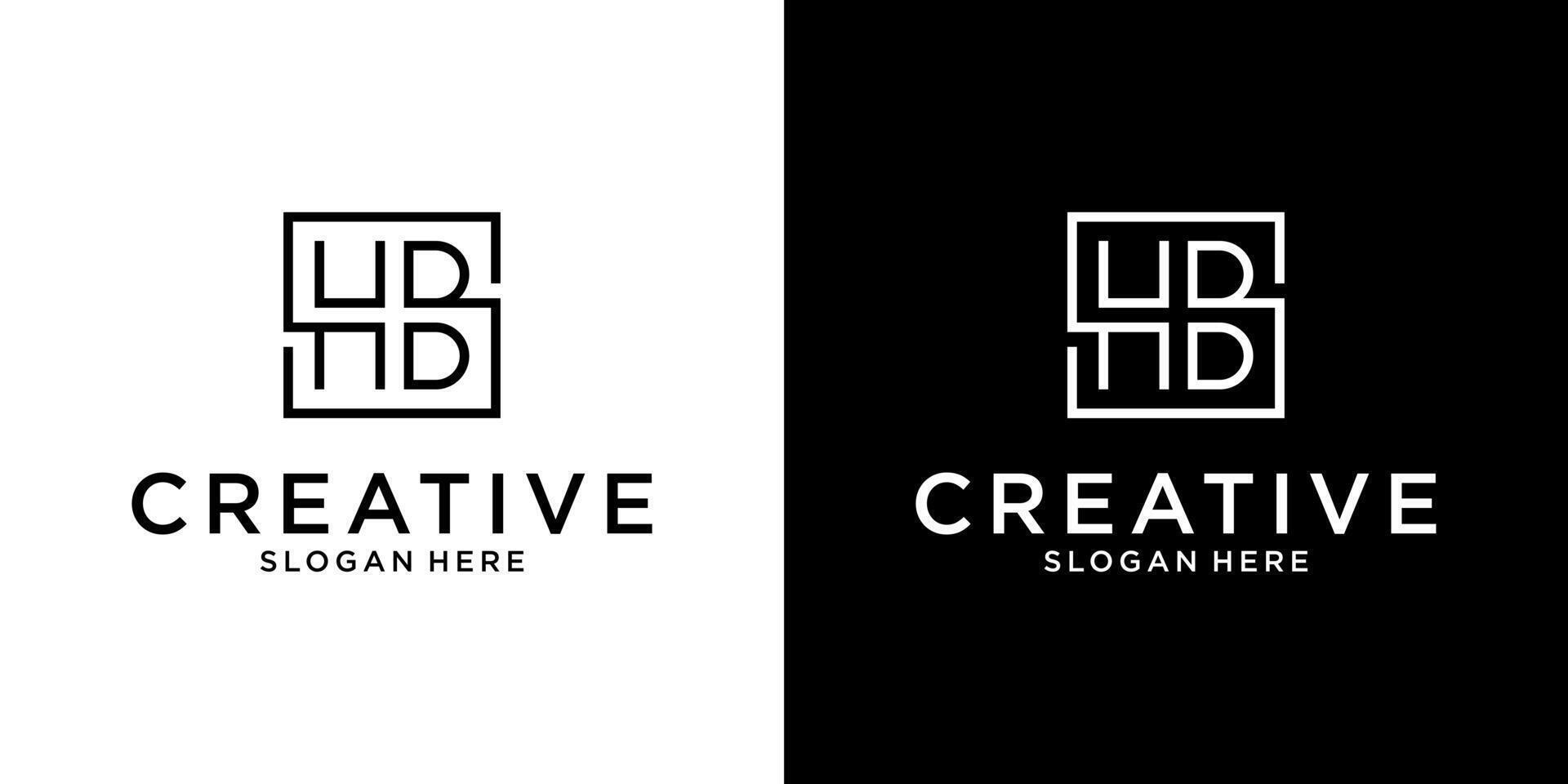HB or BH initial letter logo design vector