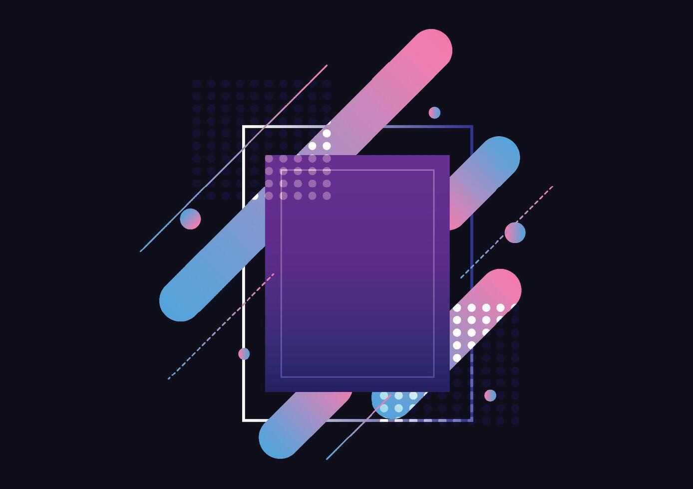 The gradient of purple frame with blue and pink round rectangular abstract background. For cover book, web, presentation, and card. vector