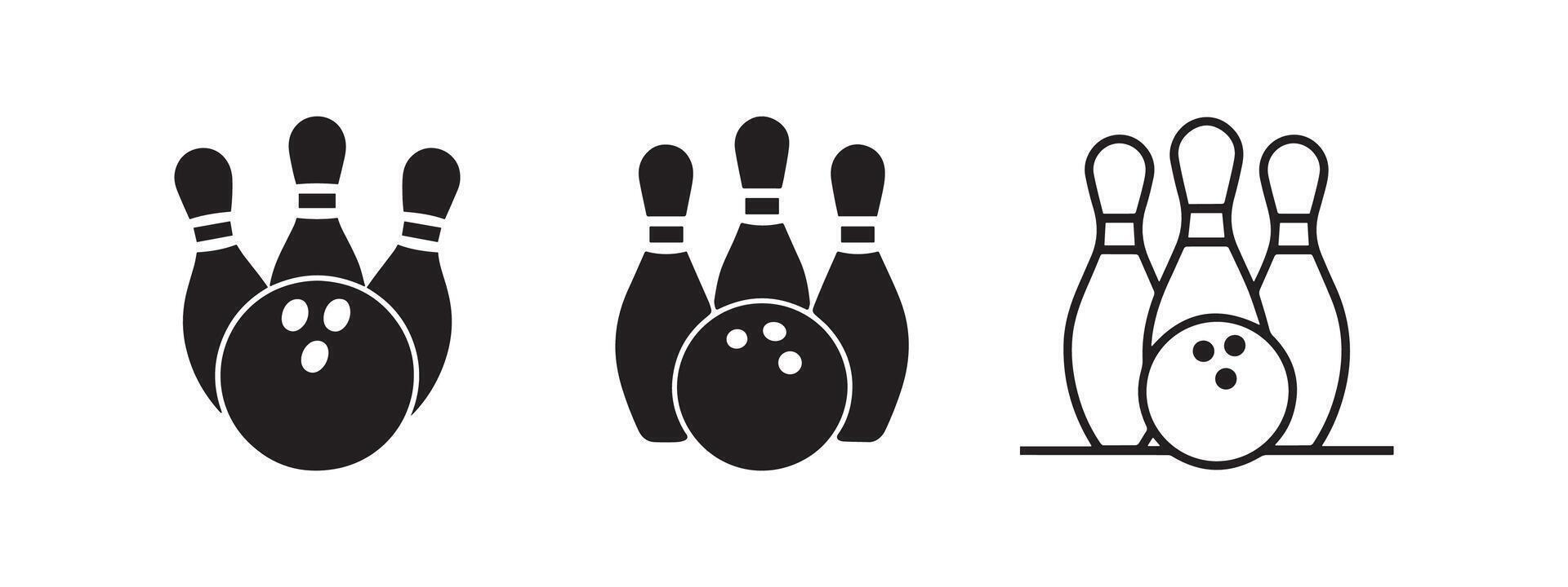Bowling Ball and Pins Icon Set Perfect for Sports and Gaming Designs vector