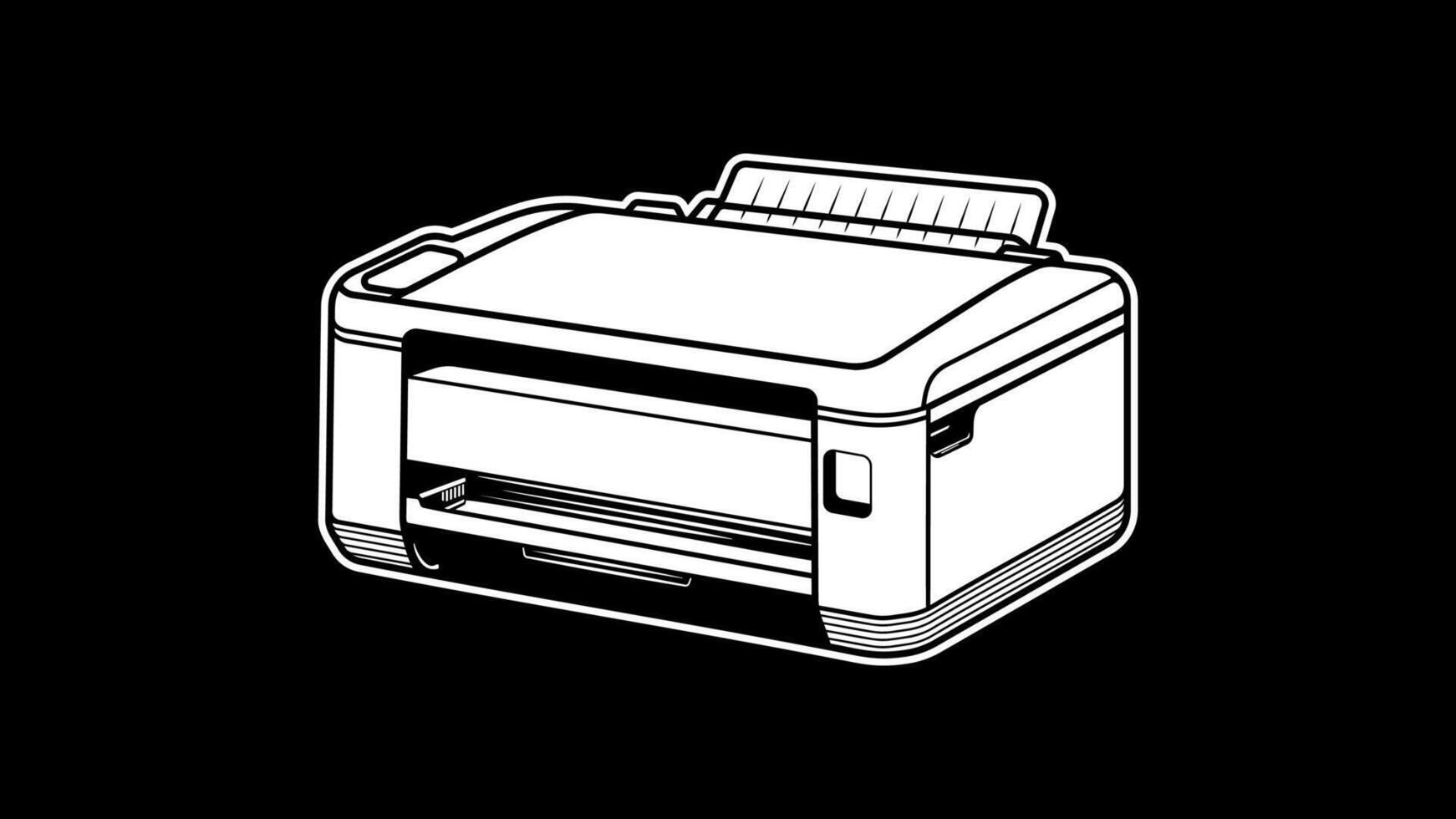 illustration of a white printer on a black background vector