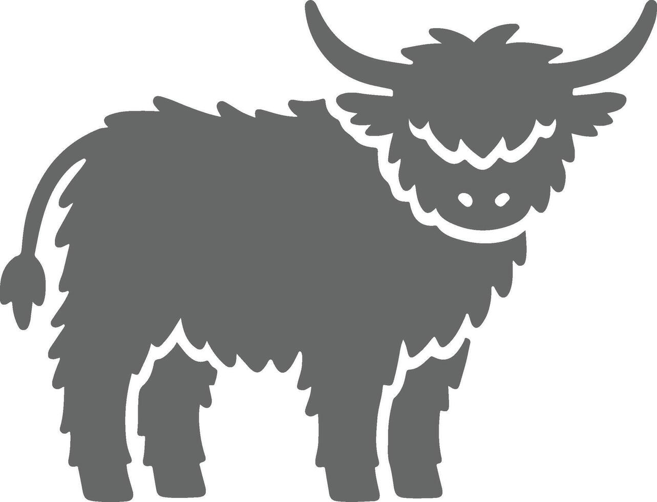 Creative Highland cow silhouette featuring elegant minimalistic design for modern branding, decor, and graphic applications vector