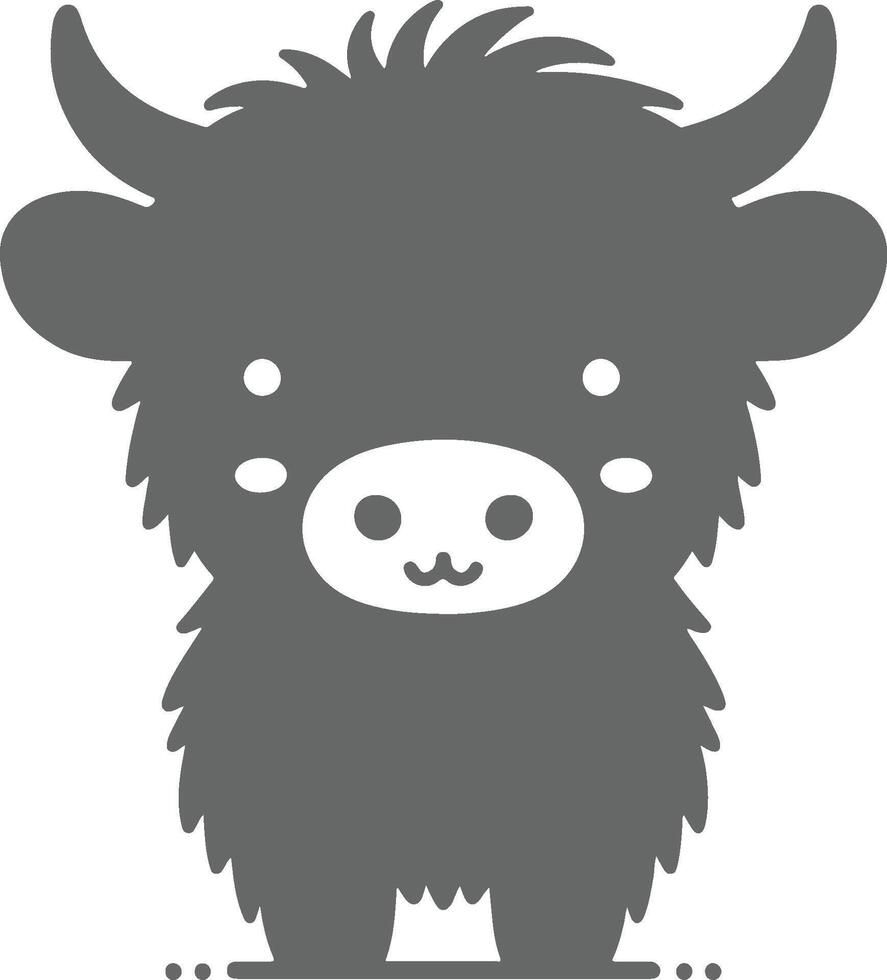 Charming and creative Highland cow silhouette with detailed features ideal for farm-themed decor and artistic designs vector