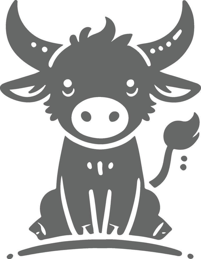 Minimal Highland cow silhouette with elegant clean lines, perfect for artistic projects and modern graphic design vector