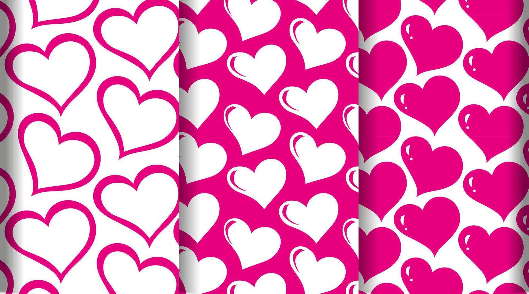 Cute heart pattern set. Valentine's day pattern, romantic pink background. Clothes print vector