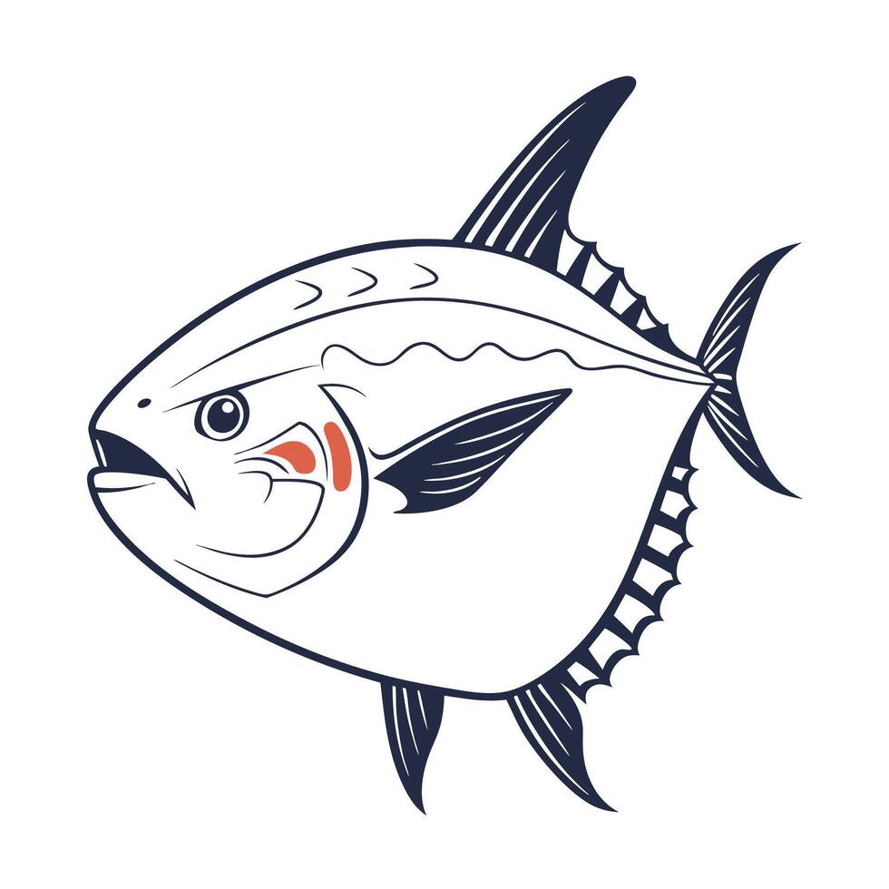 a tuna fish with a red spot on its head vector