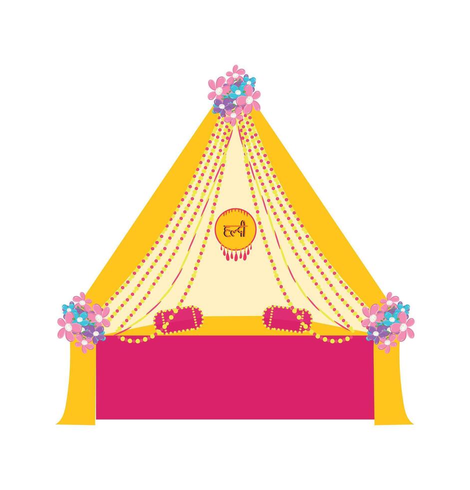Haldi ceremony decorative beautiful setup vector