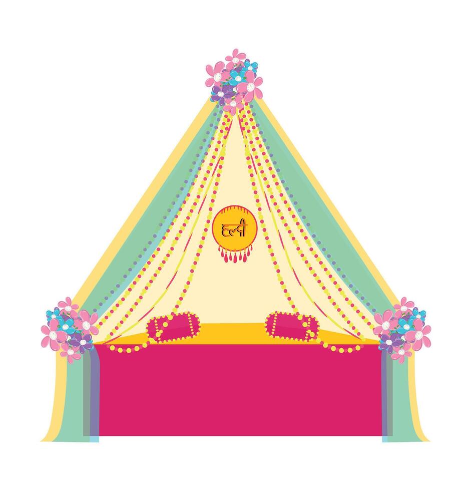 Haldi ceremony decorative setup vector