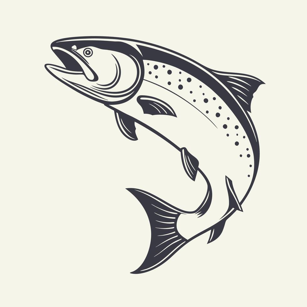 Atlantic Salmon jumping vector
