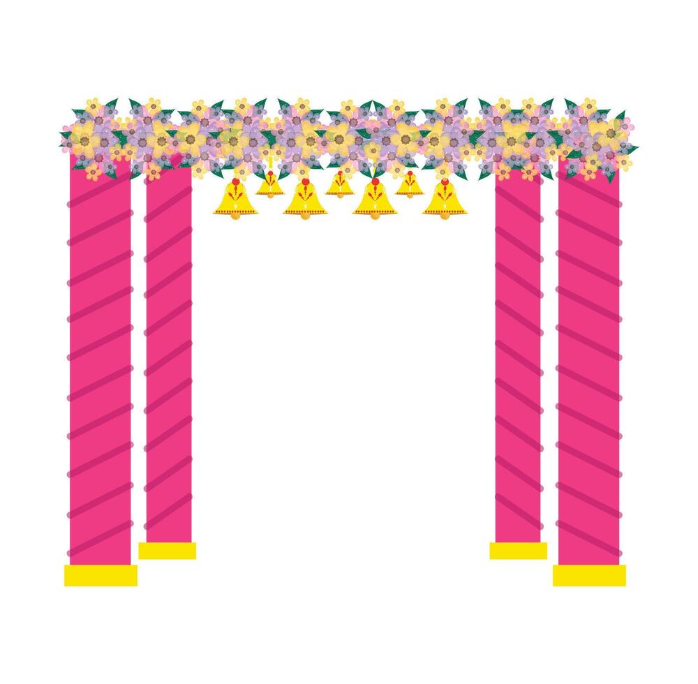 Wedding ceremony decorative mandap with bells vector