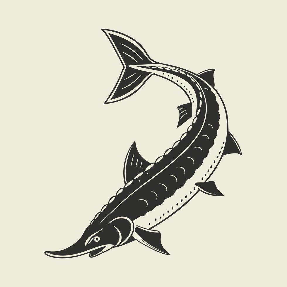 Lake Sturgeon silhouette vector