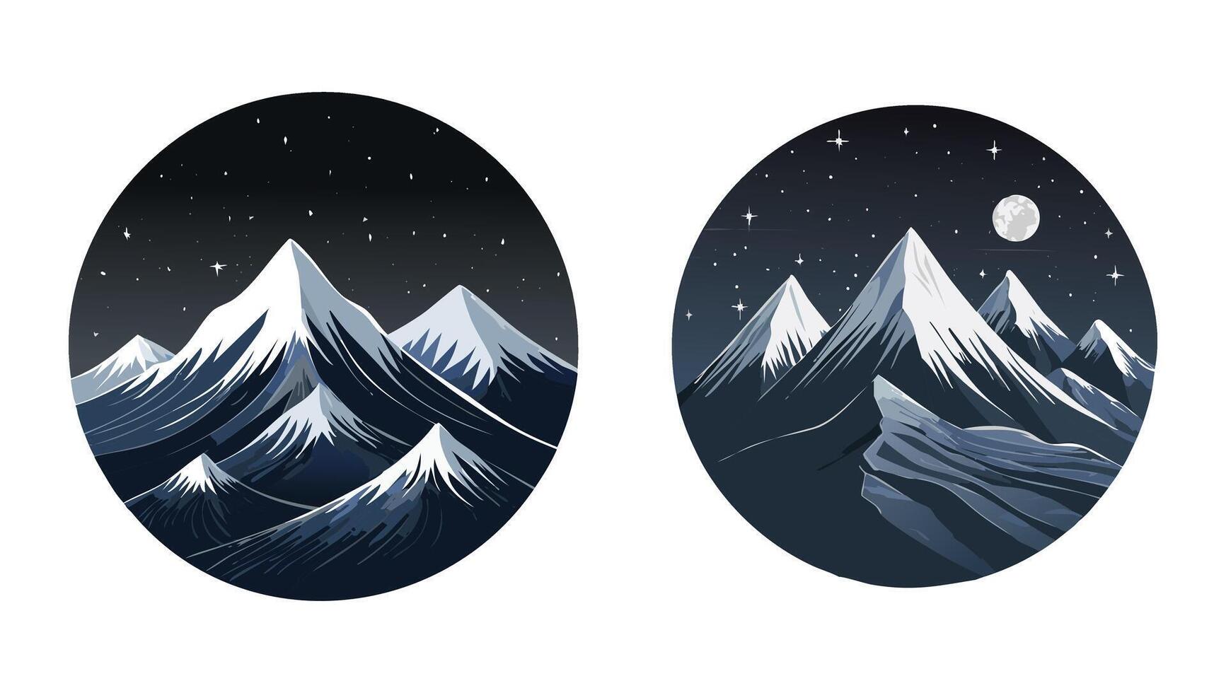 Veiled Summits Under a Black Sky vector