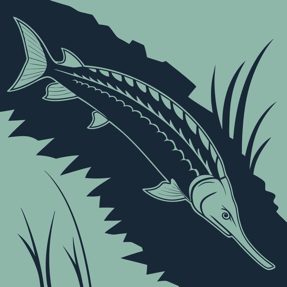 a fish with a long tail and a long body vector