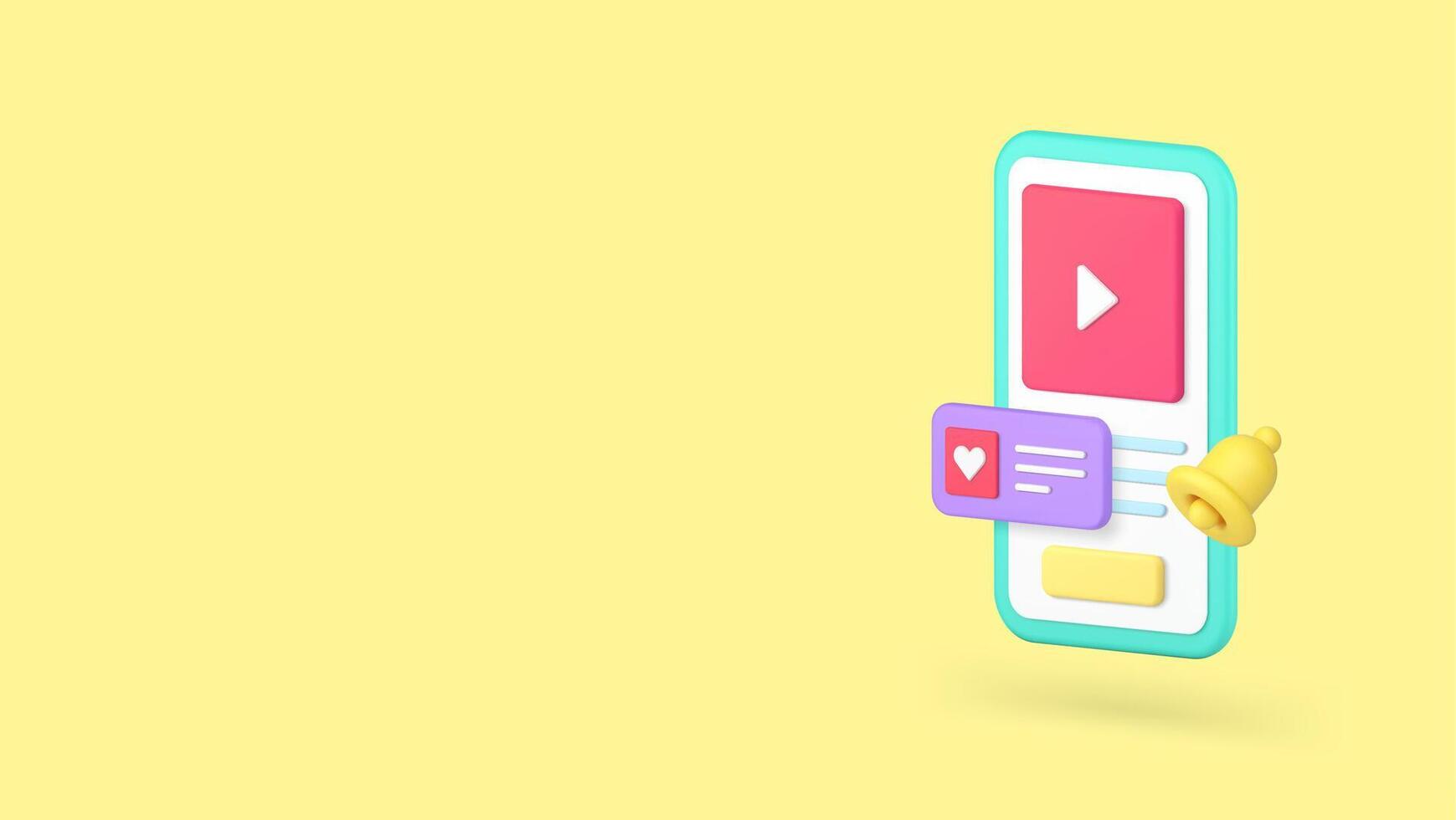 Social networks media content alert comment follow smartphone app banner copy space vector