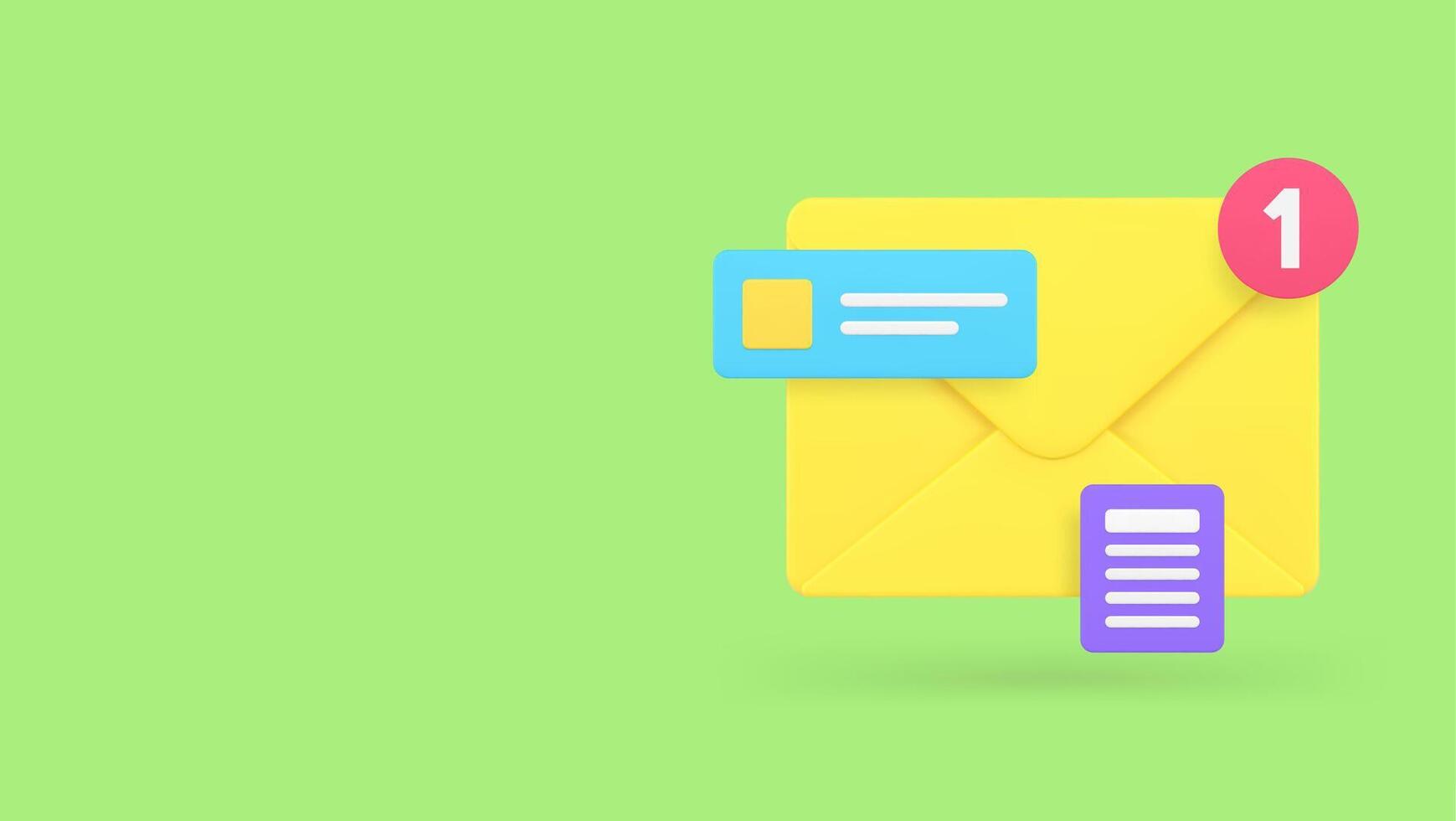 Incoming message inbox mailbox letter document notification banner copy space vector