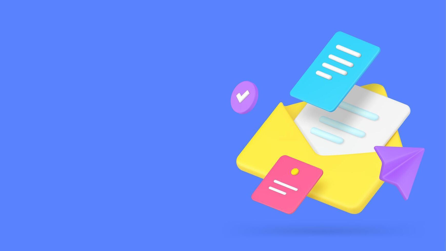 Incoming message document send receive envelope banner copy space illustration vector