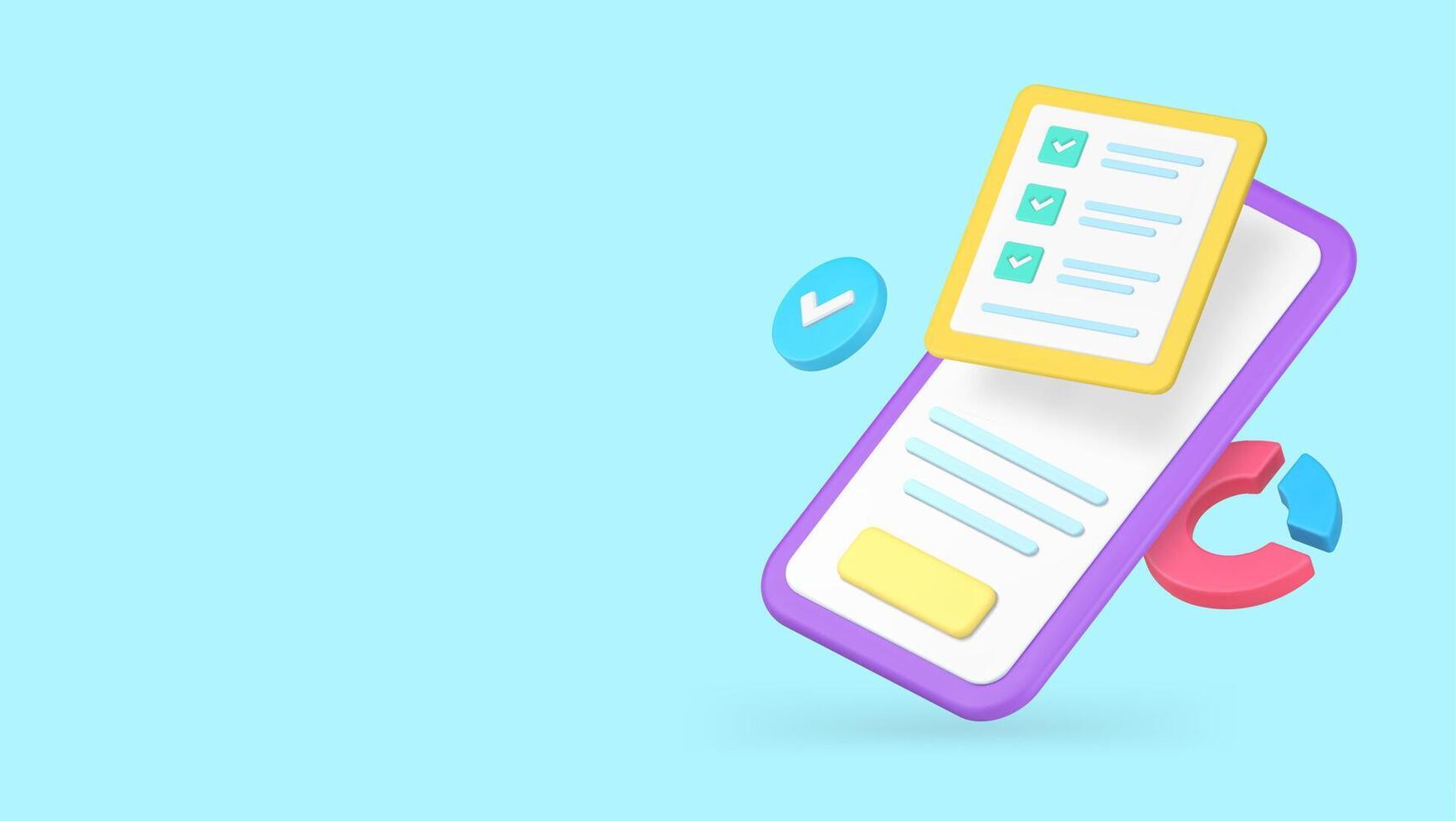 Productivity and efficiency work analyzing smartphone app banner copy space illustration vector