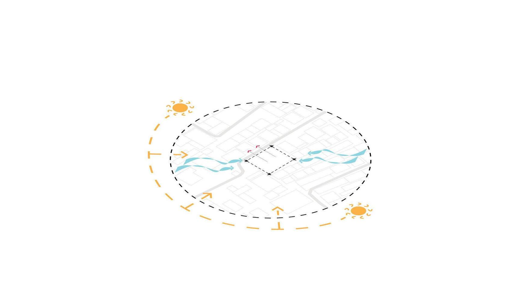 isometric architecture site analysis symbol icon element drawing graphic flat isolated . architecture element line vector