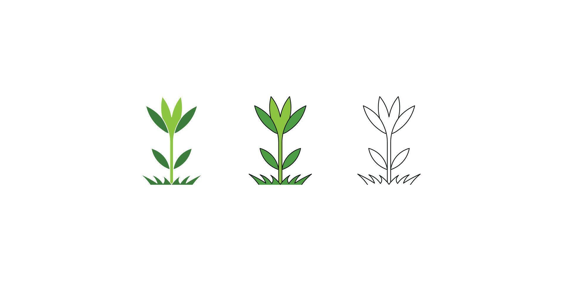 Nature-Inspired Growth Icon Flat, Colored, and Outline Styles vector