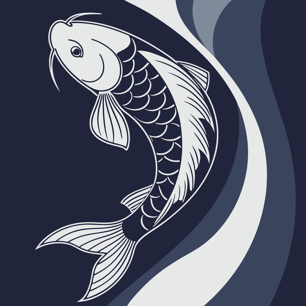 A Common Carp fish on a blue background vector