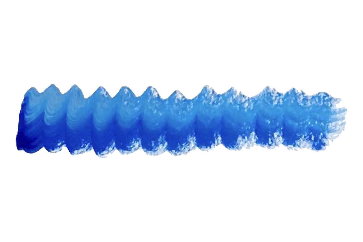Blue brush wave stroke with acrylic or gouache paint, marine theme, wavy texture, tracing isolated on white background. vector