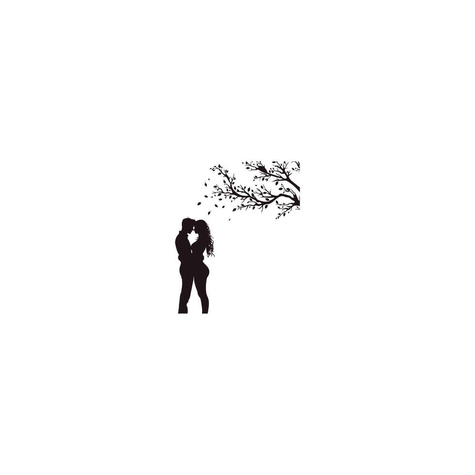 Emotional Silhouette of a Romantic Couple Sharing a Kiss in Minimalist Black and White vector
