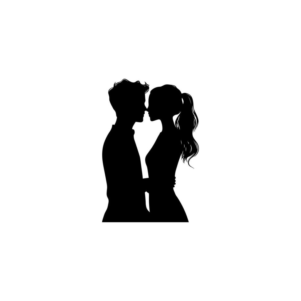 Shadow Silhouette of a Romantic Couple in a Stylish Black and White Art Scene vector