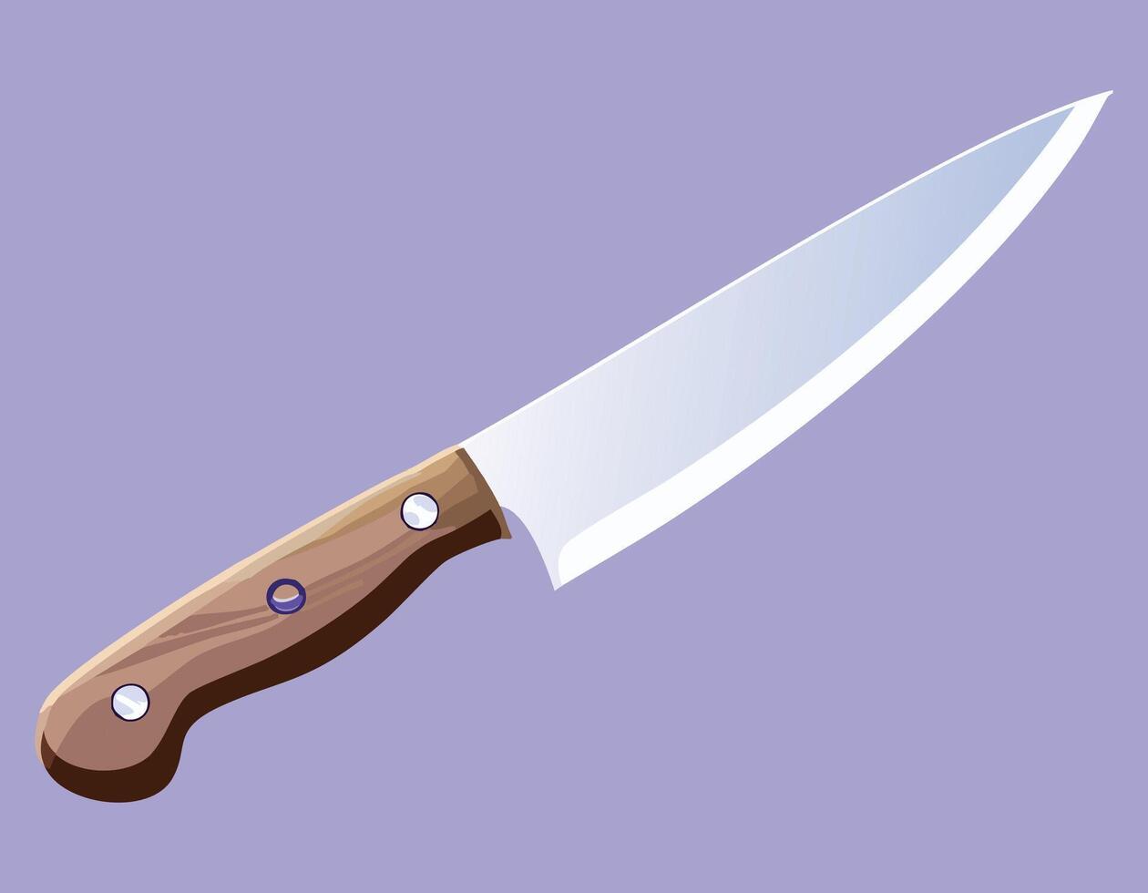 a knife on a purple background with a purple background vector