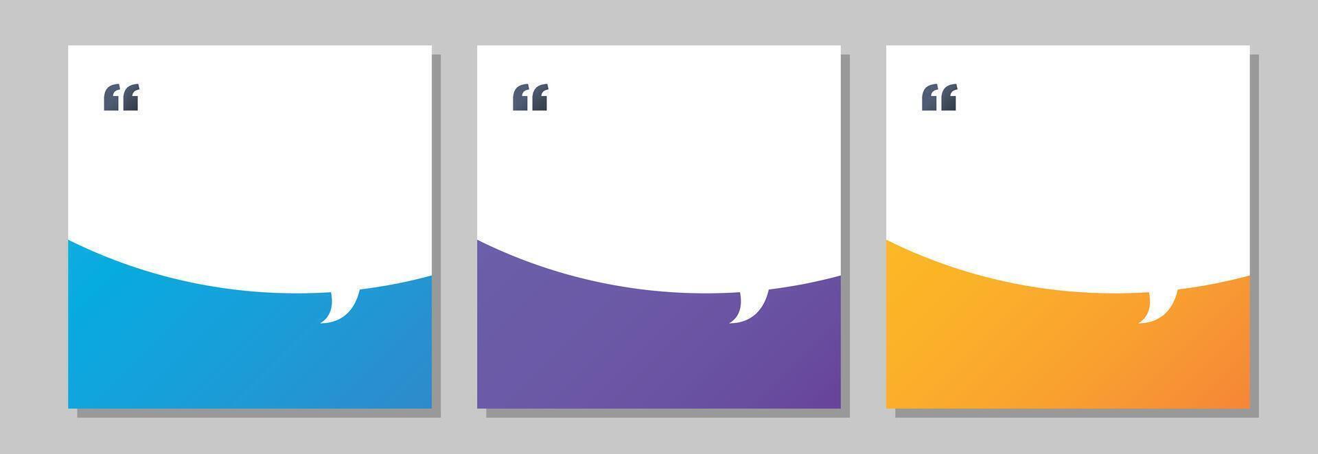Social media post template designs for quotes. Empty speech bubbles, quote bubbles and text box. vector