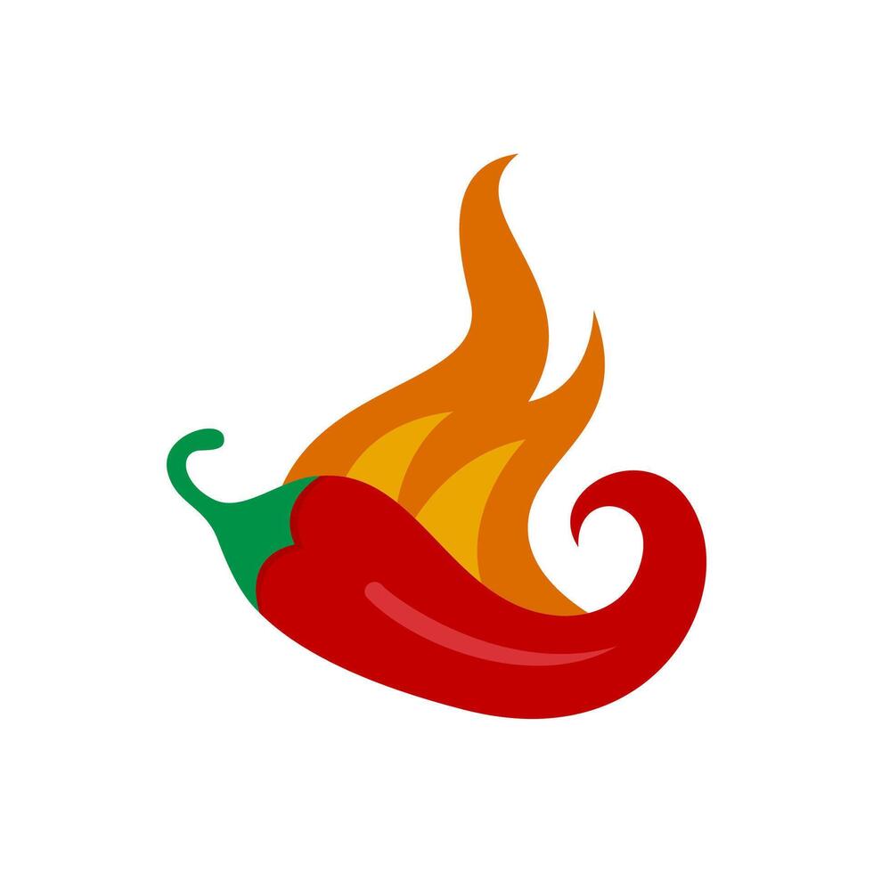 illustration of hot chili pepper with burning fire vector