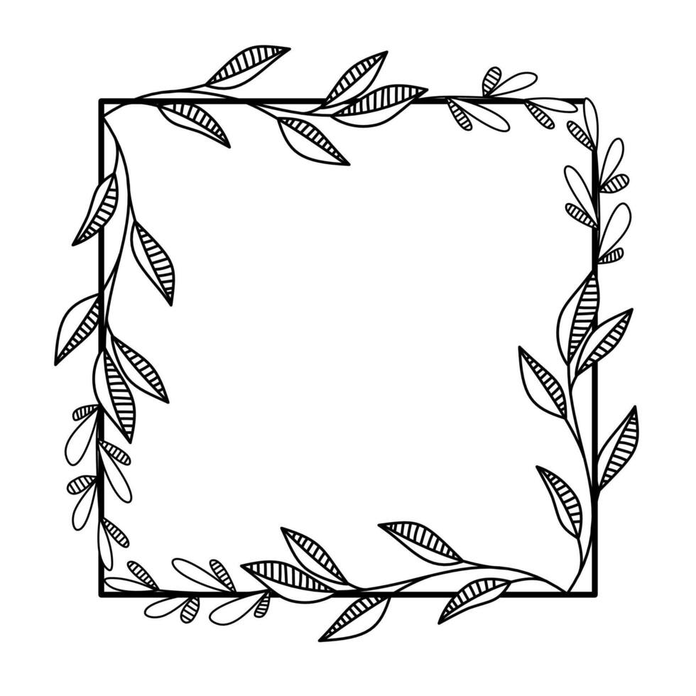 Botanical outline template for wedding invitation vector