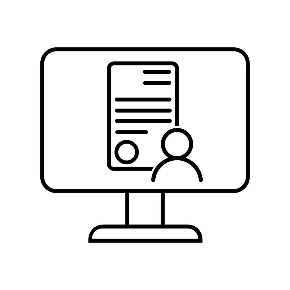 online education, computer monitor with teacher icon over white background, line style, illustration vector