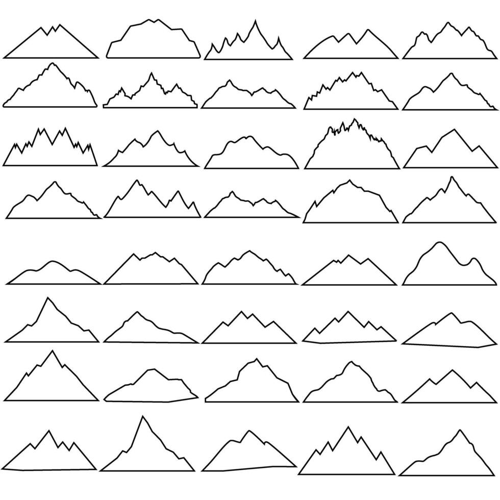 Set of hand drawn mountains. illustration isolated on white background. vector