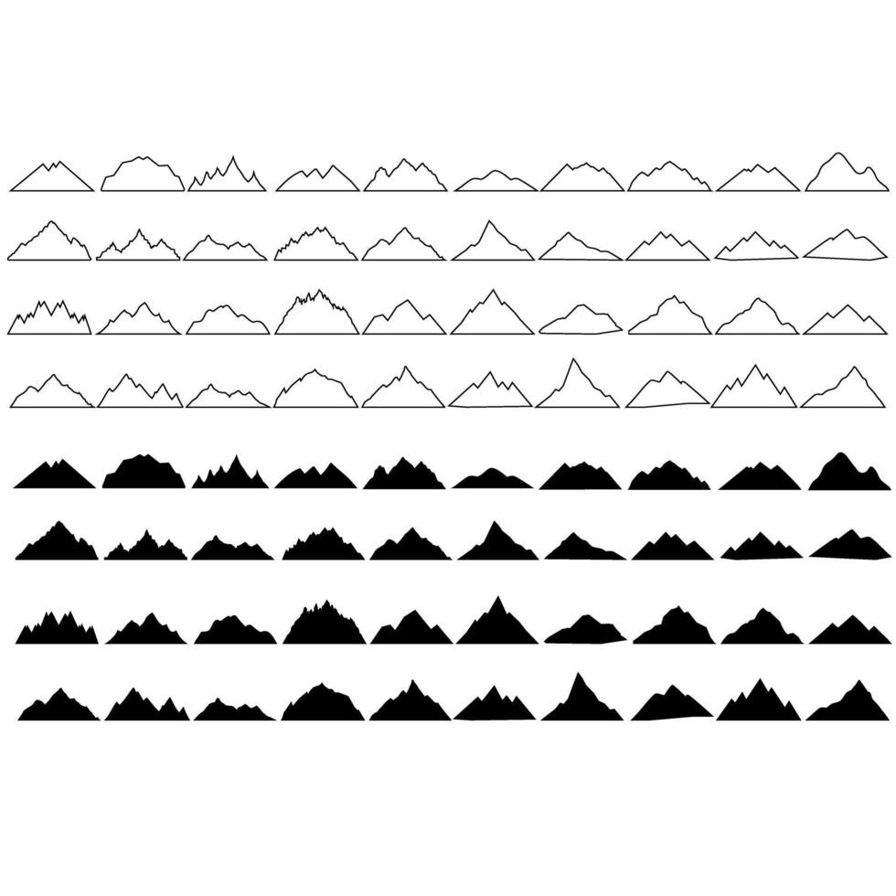 Mountains silhouettes. illustration of a set of mountains. vector