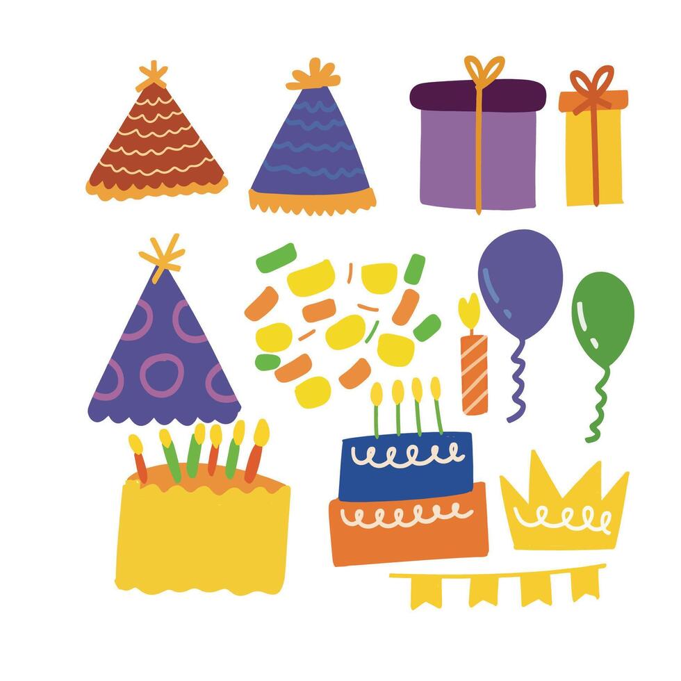 diverse birthday elements vector