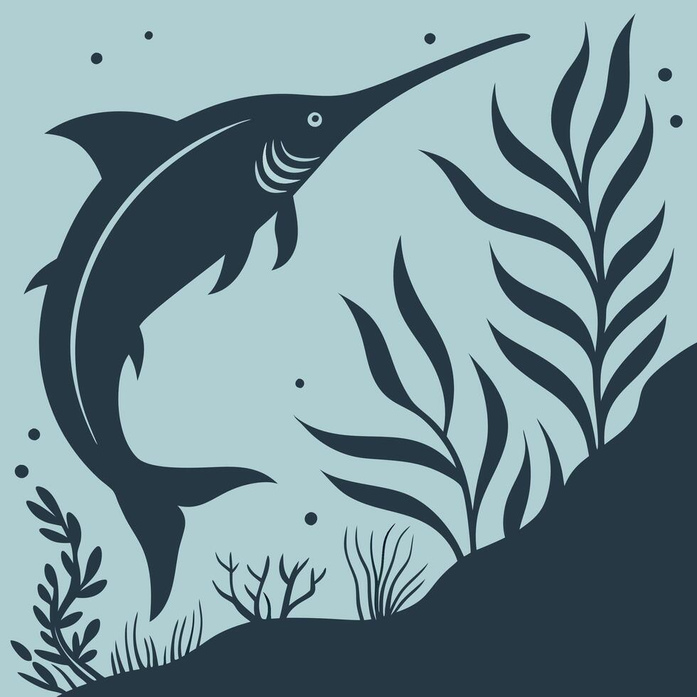 A paddlefish swims in the ocean vector